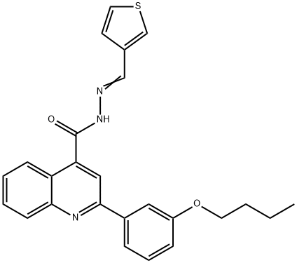 2-(3-butoxyphenyl)-N-[(E)-thiophen-3-ylmethylideneamino]quinoline-4-carboxamide 구조식 이미지
