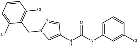 1-(3-chlorophenyl)-3-[1-[(2,6-dichlorophenyl)methyl]pyrazol-4-yl]urea 구조식 이미지