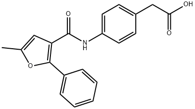 2-[4-[(5-methyl-2-phenylfuran-3-carbonyl)amino]phenyl]acetic acid 구조식 이미지