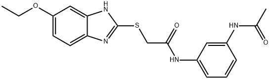 N-(3-acetamidophenyl)-2-[(6-ethoxy-1H-benzimidazol-2-yl)sulfanyl]acetamide 구조식 이미지
