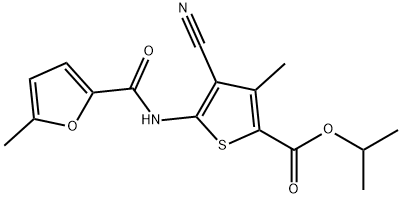 propan-2-yl 4-cyano-3-methyl-5-[(5-methylfuran-2-carbonyl)amino]thiophene-2-carboxylate 구조식 이미지