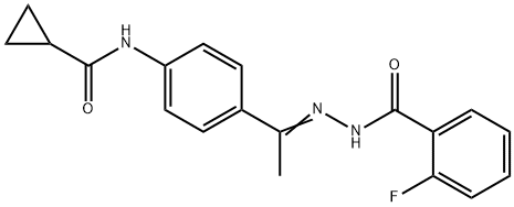 N-[(Z)-1-[4-(cyclopropanecarbonylamino)phenyl]ethylideneamino]-2-fluorobenzamide 구조식 이미지