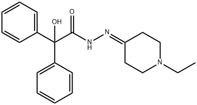 N-[(1-ethylpiperidin-4-ylidene)amino]-2-hydroxy-2,2-diphenylacetamide 구조식 이미지