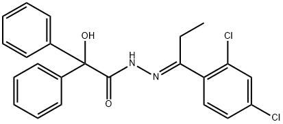 N-[(E)-1-(2,4-dichlorophenyl)propylideneamino]-2-hydroxy-2,2-diphenylacetamide 구조식 이미지