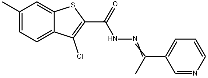 3-chloro-6-methyl-N-[(E)-1-pyridin-3-ylethylideneamino]-1-benzothiophene-2-carboxamide Structure