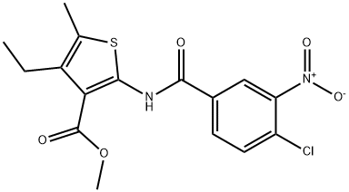 methyl 2-[(4-chloro-3-nitrobenzoyl)amino]-4-ethyl-5-methylthiophene-3-carboxylate Structure