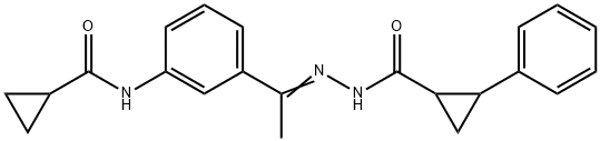 N-[(Z)-1-[3-(cyclopropanecarbonylamino)phenyl]ethylideneamino]-2-phenylcyclopropane-1-carboxamide 구조식 이미지