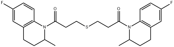 1-(6-fluoro-2-methyl-3,4-dihydro-2H-quinolin-1-yl)-3-[3-(6-fluoro-2-methyl-3,4-dihydro-2H-quinolin-1-yl)-3-oxopropyl]sulfanylpropan-1-one 구조식 이미지