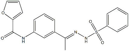 N-[3-[(E)-N-(benzenesulfonamido)-C-methylcarbonimidoyl]phenyl]furan-2-carboxamide 구조식 이미지