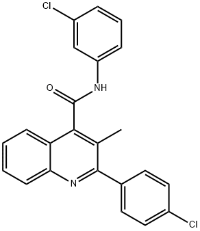 N-(3-chlorophenyl)-2-(4-chlorophenyl)-3-methylquinoline-4-carboxamide 구조식 이미지
