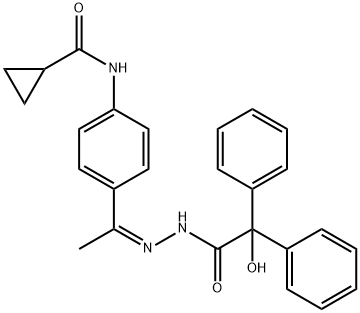 N-[4-[(Z)-N-[(2-hydroxy-2,2-diphenylacetyl)amino]-C-methylcarbonimidoyl]phenyl]cyclopropanecarboxamide 구조식 이미지