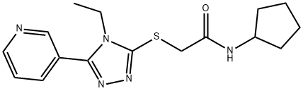 N-cyclopentyl-2-[(4-ethyl-5-pyridin-3-yl-1,2,4-triazol-3-yl)sulfanyl]acetamide 구조식 이미지