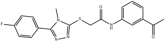 N-(3-acetylphenyl)-2-[[5-(4-fluorophenyl)-4-methyl-1,2,4-triazol-3-yl]sulfanyl]acetamide 구조식 이미지