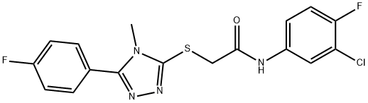 N-(3-chloro-4-fluorophenyl)-2-[[5-(4-fluorophenyl)-4-methyl-1,2,4-triazol-3-yl]sulfanyl]acetamide 구조식 이미지