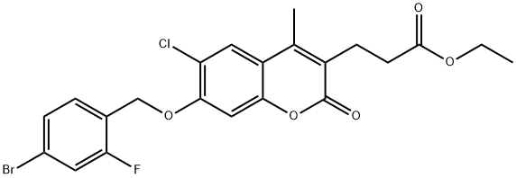 ethyl 3-[7-[(4-bromo-2-fluorophenyl)methoxy]-6-chloro-4-methyl-2-oxochromen-3-yl]propanoate Structure