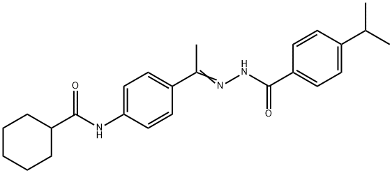 N-[(Z)-1-[4-(cyclohexanecarbonylamino)phenyl]ethylideneamino]-4-propan-2-ylbenzamide 구조식 이미지