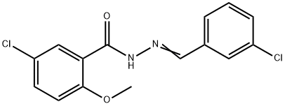 5-chloro-N-[(E)-(3-chlorophenyl)methylideneamino]-2-methoxybenzamide 구조식 이미지