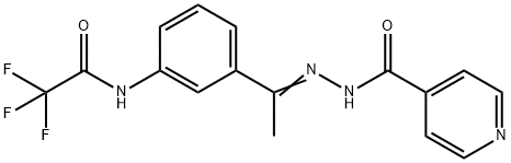 N-[(E)-1-[3-[(2,2,2-trifluoroacetyl)amino]phenyl]ethylideneamino]pyridine-4-carboxamide 구조식 이미지