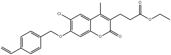 ethyl 3-[6-chloro-7-[(4-ethenylphenyl)methoxy]-4-methyl-2-oxochromen-3-yl]propanoate Structure