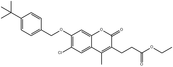 ethyl 3-[7-[(4-tert-butylphenyl)methoxy]-6-chloro-4-methyl-2-oxochromen-3-yl]propanoate Structure