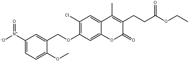 ethyl 3-[6-chloro-7-[(2-methoxy-5-nitrophenyl)methoxy]-4-methyl-2-oxochromen-3-yl]propanoate Structure