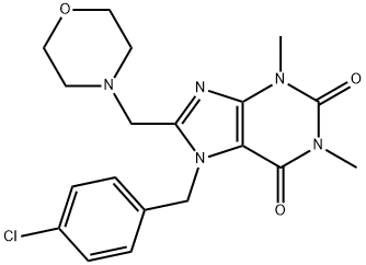 7-[(4-chlorophenyl)methyl]-1,3-dimethyl-8-(morpholin-4-ylmethyl)purine-2,6-dione 구조식 이미지