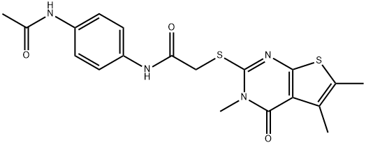 N-(4-acetamidophenyl)-2-(3,5,6-trimethyl-4-oxothieno[2,3-d]pyrimidin-2-yl)sulfanylacetamide 구조식 이미지