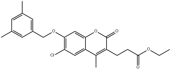 ethyl 3-[6-chloro-7-[(3,5-dimethylphenyl)methoxy]-4-methyl-2-oxochromen-3-yl]propanoate 구조식 이미지