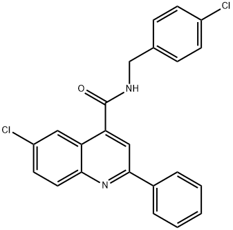 6-chloro-N-[(4-chlorophenyl)methyl]-2-phenylquinoline-4-carboxamide Structure