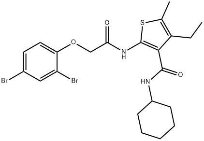 N-cyclohexyl-2-[[2-(2,4-dibromophenoxy)acetyl]amino]-4-ethyl-5-methylthiophene-3-carboxamide Structure