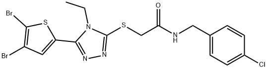 N-[(4-chlorophenyl)methyl]-2-[[5-(4,5-dibromothiophen-2-yl)-4-ethyl-1,2,4-triazol-3-yl]sulfanyl]acetamide Structure