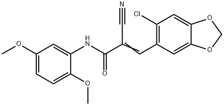 (E)-3-(6-chloro-1,3-benzodioxol-5-yl)-2-cyano-N-(2,5-dimethoxyphenyl)prop-2-enamide 구조식 이미지