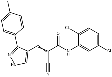 (E)-2-cyano-N-(2,5-dichlorophenyl)-3-[5-(4-methylphenyl)-1H-pyrazol-4-yl]prop-2-enamide 구조식 이미지