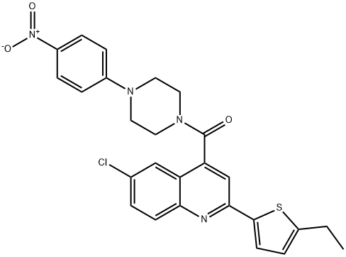 [6-chloro-2-(5-ethylthiophen-2-yl)quinolin-4-yl]-[4-(4-nitrophenyl)piperazin-1-yl]methanone 구조식 이미지