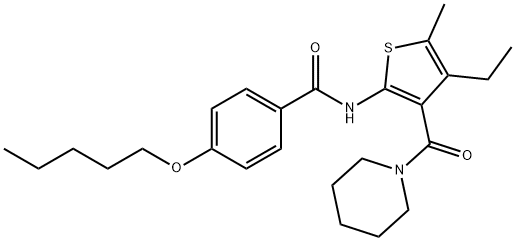 N-[4-ethyl-5-methyl-3-(piperidine-1-carbonyl)thiophen-2-yl]-4-pentoxybenzamide 구조식 이미지