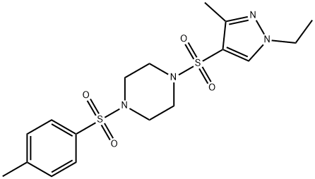 1-(1-ethyl-3-methylpyrazol-4-yl)sulfonyl-4-(4-methylphenyl)sulfonylpiperazine 구조식 이미지