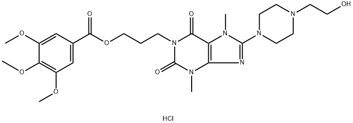 3-[8-[4-(2-hydroxyethyl)piperazin-4-ium-1-yl]-3,7-dimethyl-2,6-dioxopurin-1-yl]propyl 3,4,5-trimethoxybenzoate chloride Structure