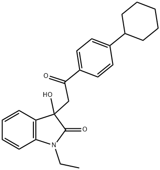 3-[2-(4-cyclohexylphenyl)-2-oxoethyl]-1-ethyl-3-hydroxyindol-2-one 구조식 이미지