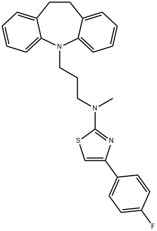 N-[3-(5,6-dihydrobenzo[b][1]benzazepin-11-yl)propyl]-4-(4-fluorophenyl)-N-methyl-1,3-thiazol-2-amine 구조식 이미지