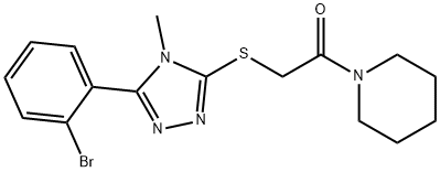 2-[[5-(2-bromophenyl)-4-methyl-1,2,4-triazol-3-yl]sulfanyl]-1-piperidin-1-ylethanone Structure