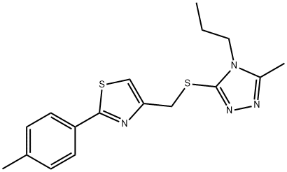 2-(4-methylphenyl)-4-[(5-methyl-4-propyl-1,2,4-triazol-3-yl)sulfanylmethyl]-1,3-thiazole 구조식 이미지