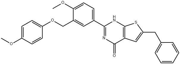 6-benzyl-2-[4-methoxy-3-[(4-methoxyphenoxy)methyl]phenyl]-3H-thieno[2,3-d]pyrimidin-4-one 구조식 이미지