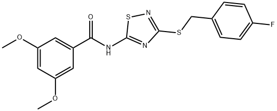 N-[3-[(4-fluorophenyl)methylsulfanyl]-1,2,4-thiadiazol-5-yl]-3,5-dimethoxybenzamide 구조식 이미지
