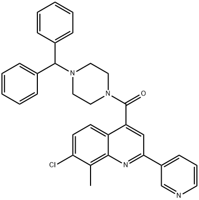 (4-benzhydrylpiperazin-1-yl)-(7-chloro-8-methyl-2-pyridin-3-ylquinolin-4-yl)methanone Structure