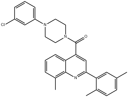 [4-(3-chlorophenyl)piperazin-1-yl]-[2-(2,5-dimethylphenyl)-8-methylquinolin-4-yl]methanone 구조식 이미지