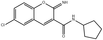 6-chloro-N-cyclopentyl-2-iminochromene-3-carboxamide 구조식 이미지