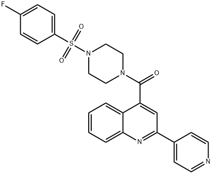 [4-(4-fluorophenyl)sulfonylpiperazin-1-yl]-(2-pyridin-4-ylquinolin-4-yl)methanone 구조식 이미지