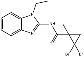 2,2-dibromo-N-(1-ethylbenzimidazol-2-yl)-1-methylcyclopropane-1-carboxamide 구조식 이미지