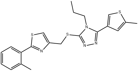 2-(2-methylphenyl)-4-[[5-(5-methylthiophen-3-yl)-4-propyl-1,2,4-triazol-3-yl]sulfanylmethyl]-1,3-thiazole 구조식 이미지