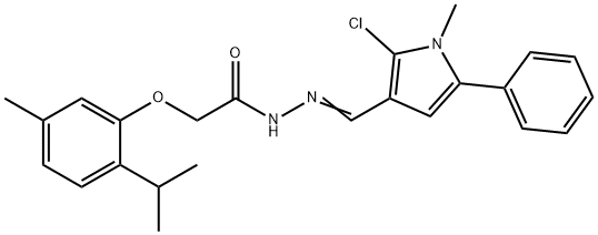 N-[(E)-(2-chloro-1-methyl-5-phenylpyrrol-3-yl)methylideneamino]-2-(5-methyl-2-propan-2-ylphenoxy)acetamide 구조식 이미지